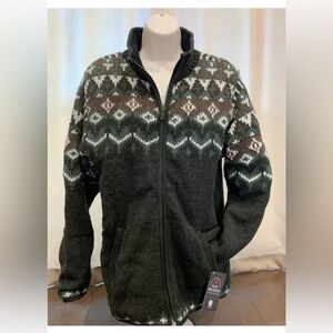 NEW Lost Horizons Henrik Mens Full Zip Fleece Lined Wool Sweater Jacket Medium